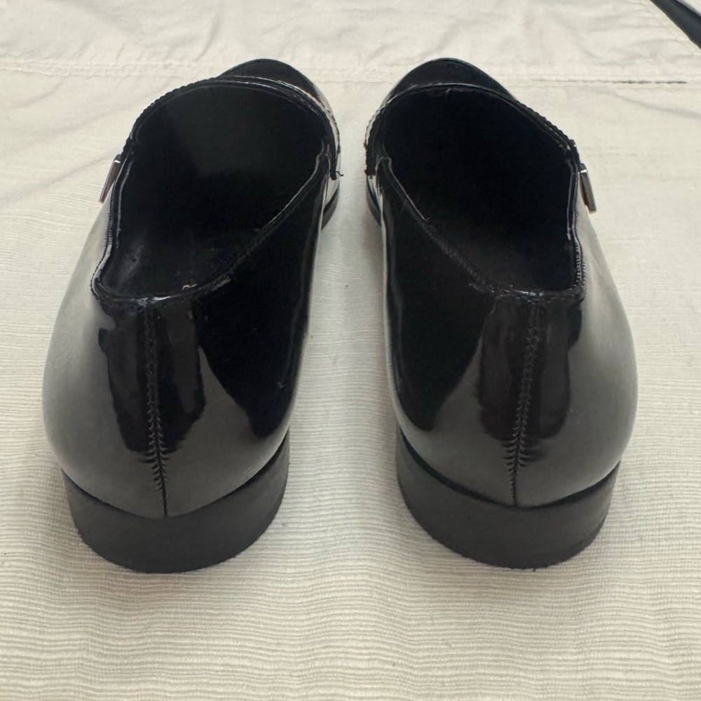 Marc Fisher Black Leather Loafers with Cushioned Sole & Silver Accents 5 1/2 - Picture 6 of 11